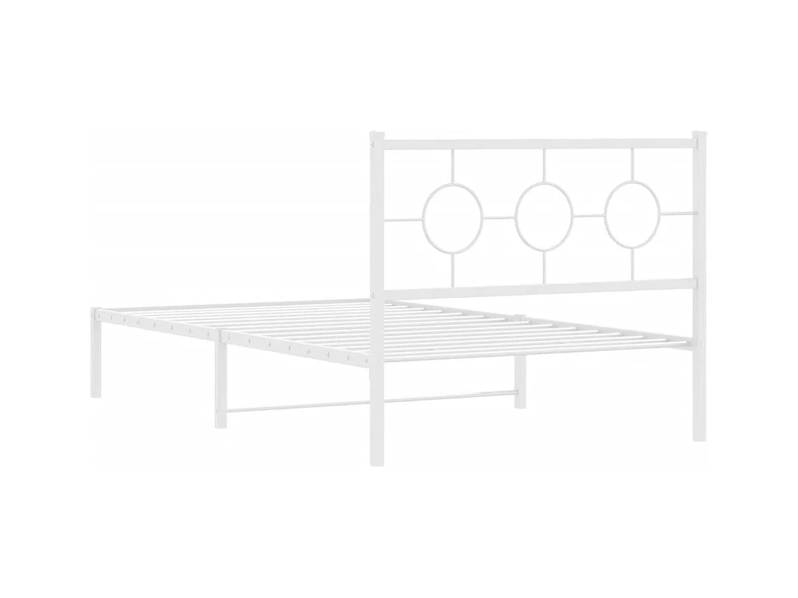Cadre de lit métal sans matelas et pied de lit blanc 107x203 cm