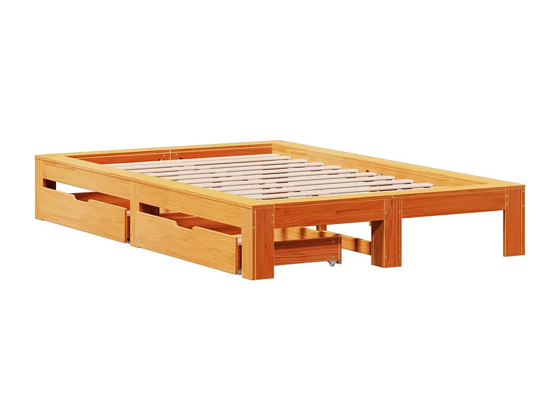 Giroletto senza Materasso Marrone Cera 135x190 cm Legno di Pino