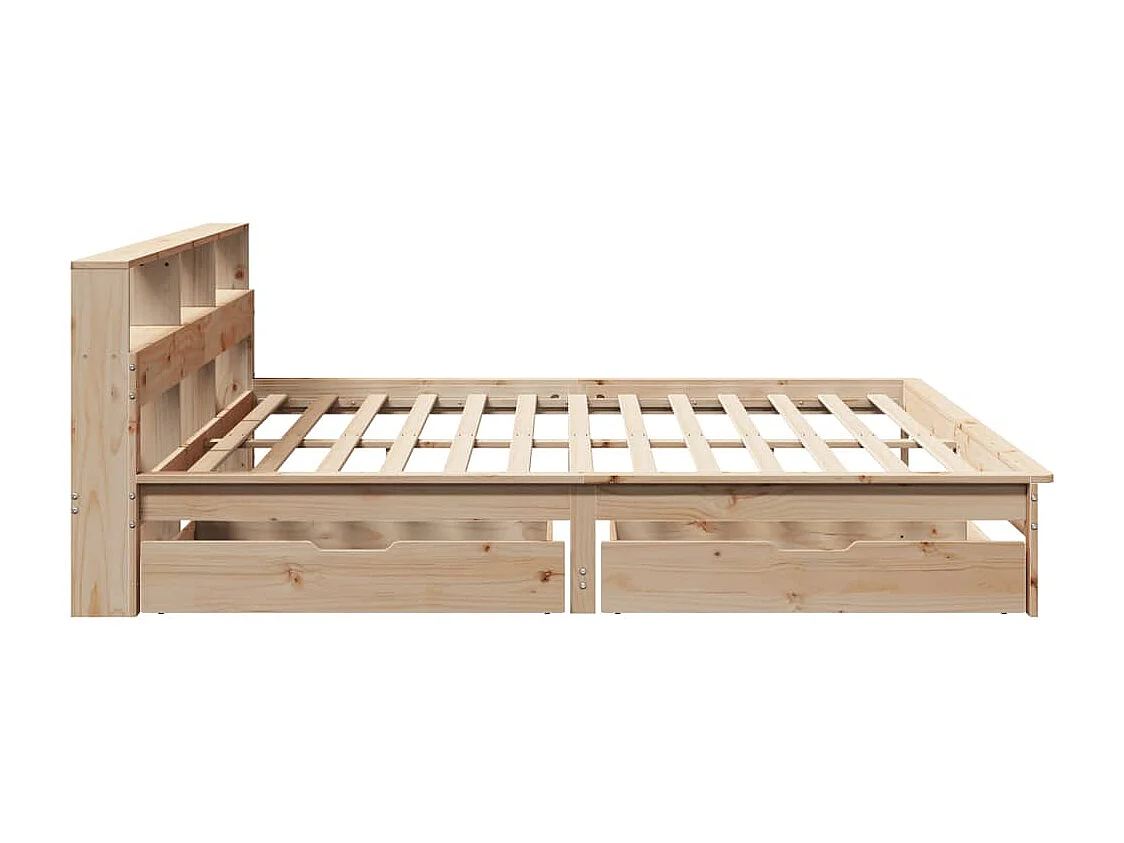 Lit bibliothèque sans matelas 180x200 cm bois massif de pin