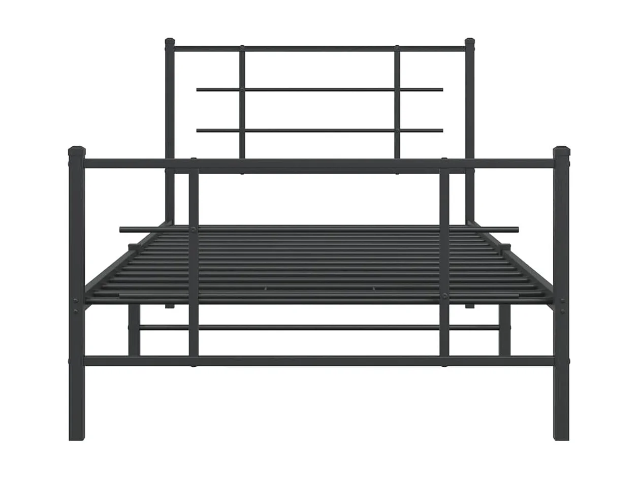 Giroletto con Testiera e Pediera Metallo Nero 100x200 cm