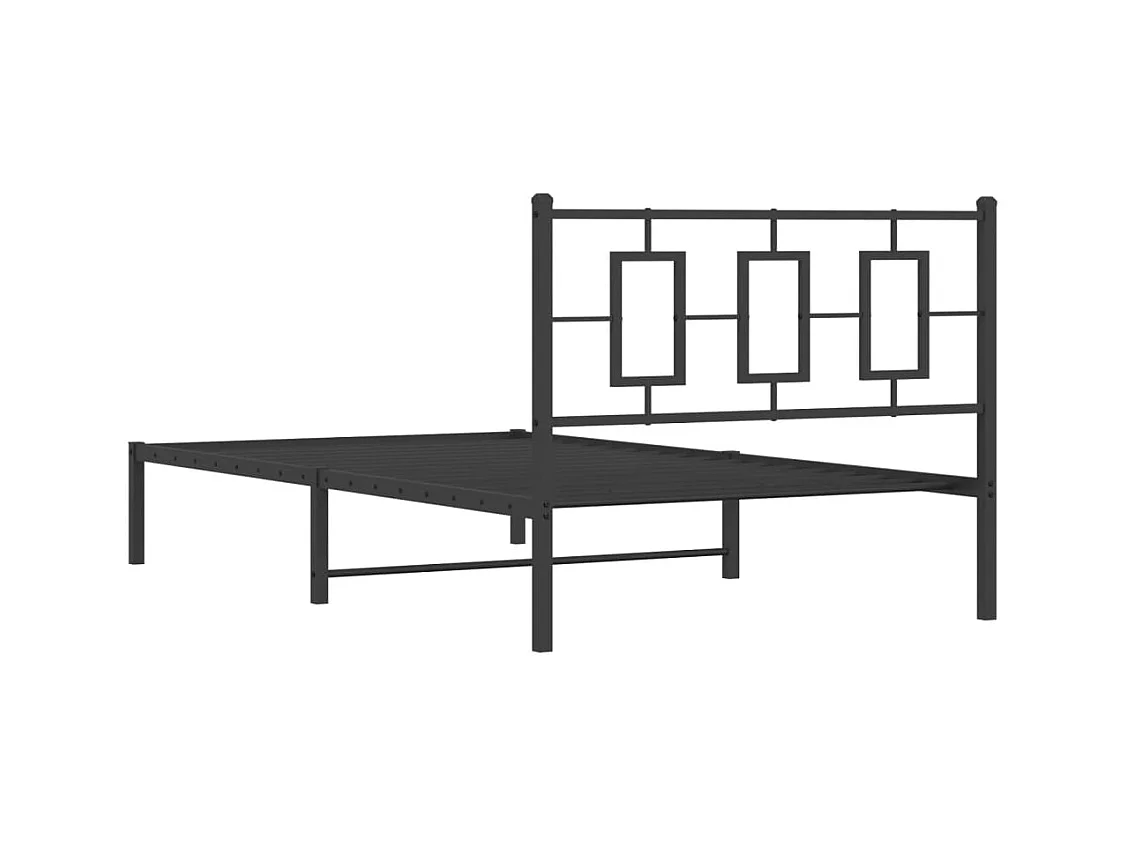 Cadre de lit métal sans matelas avec tête de lit noir 107x203cm