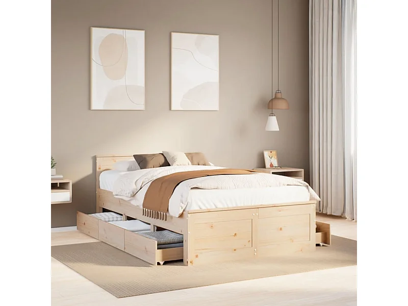 Cadre de lit sans matelas avec tête de lit 120x190 cm bois pin