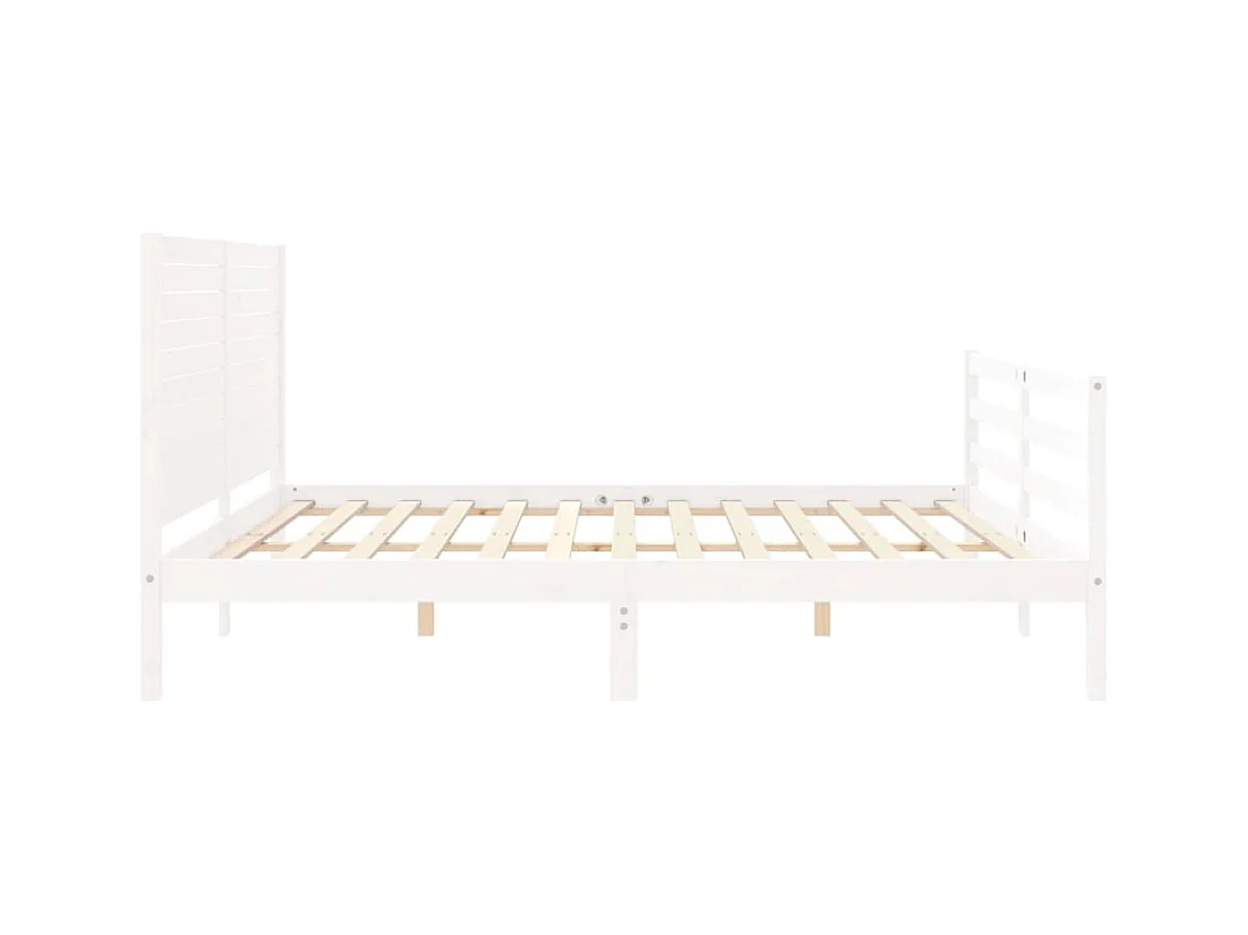 Giroletto con Testiera Bianco 200x200 cm in Legno Massello