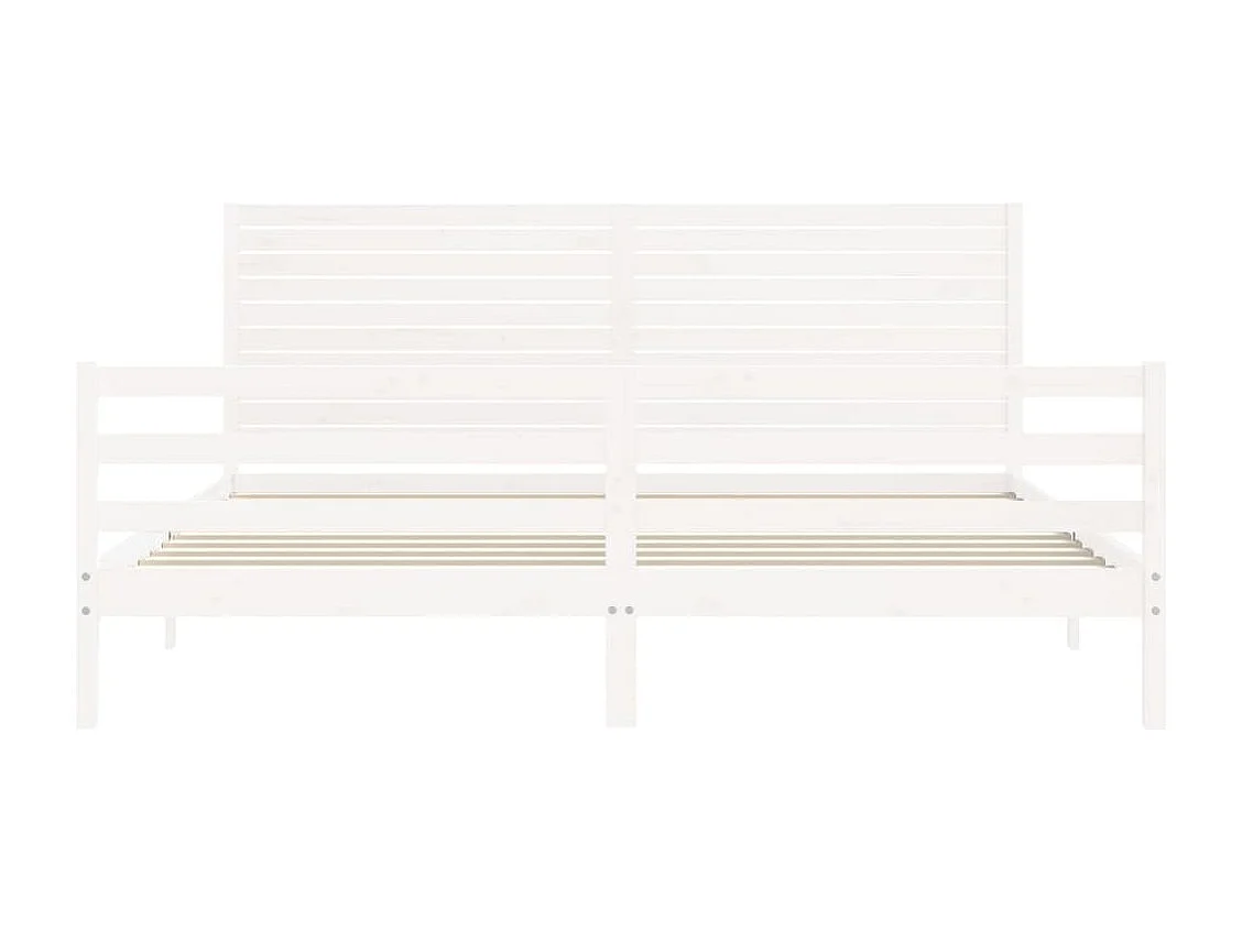 Estructura de cama con cabecero madera maciza blanco 200x200 cm