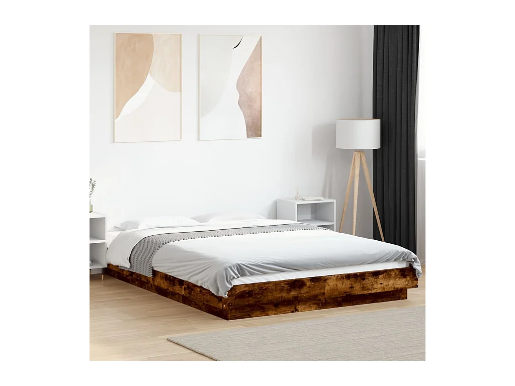 Cadre de lit sans matelas chêne fumé 120x200 cm