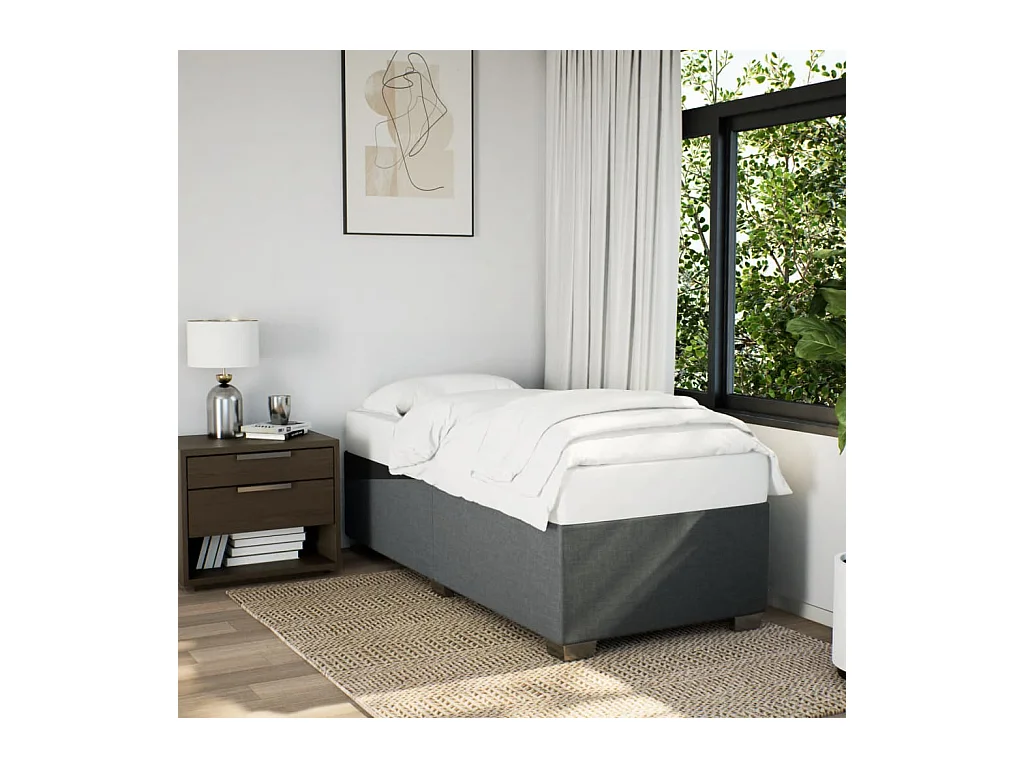 Cadre de lit sans matelas gris foncé 90x200 cm tissu