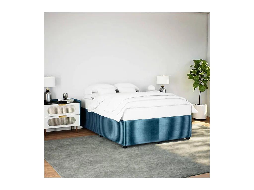 Cadre de lit sans matelas bleu 140x200 cm velours