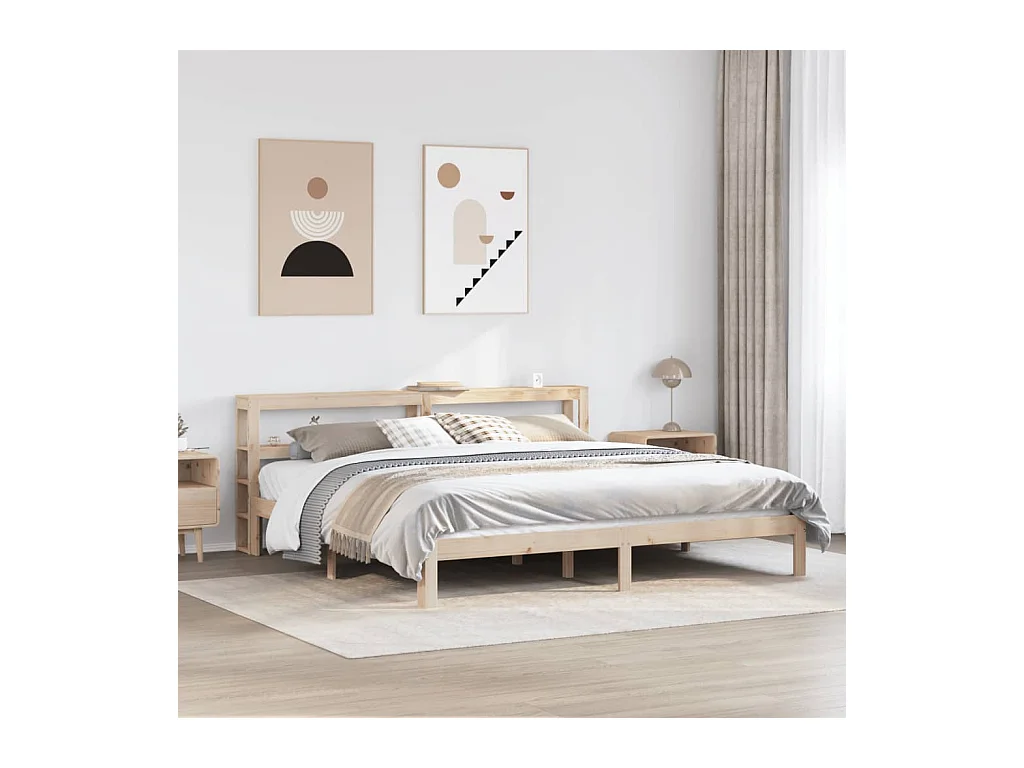 Giroletto con Testiera 200x200 cm in Legno Massello di Pino
