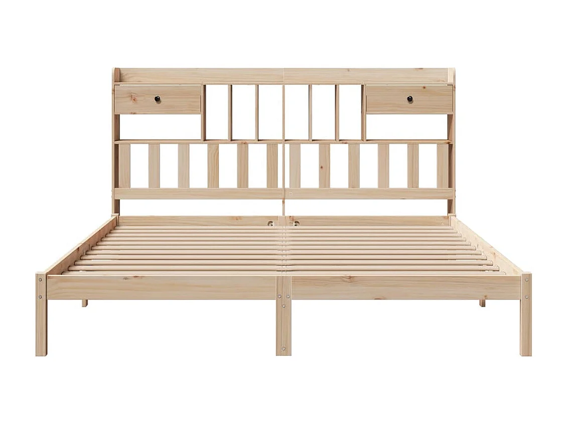 Lit bibliothèque sans matelas 180x200 cm bois massif de pin
