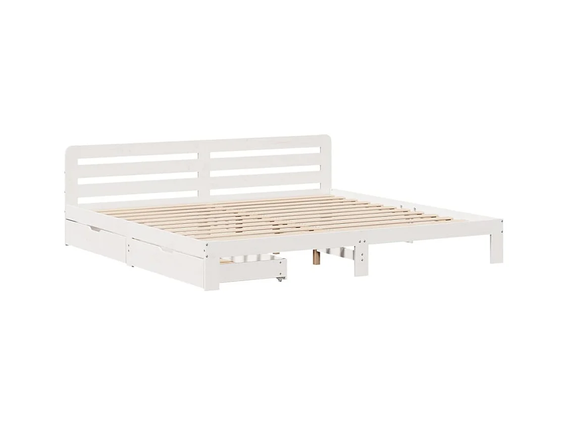 Bedframe zonder matras massief grenenhout wit 180x200 cm