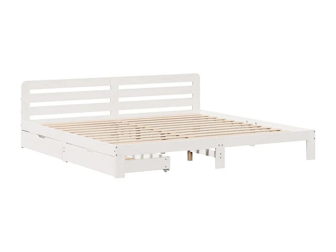 Cadre de lit sans matelas blanc 180x200 cm bois massif de pin
