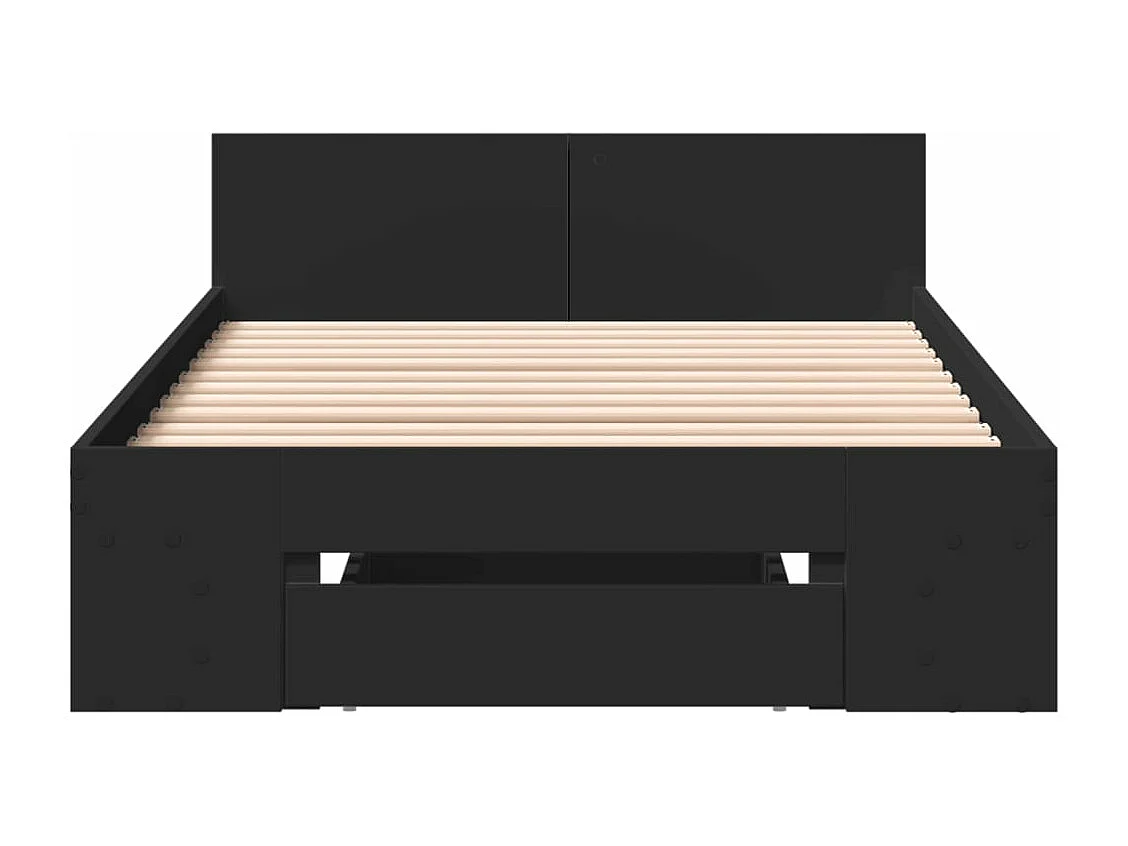 Cadre de lit avec tiroir sans matelas noir 75x190 cm