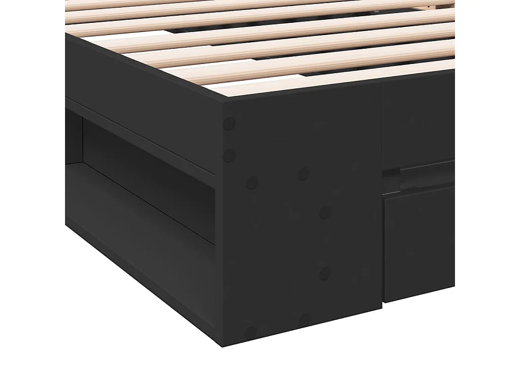 Cadre de lit avec tiroir sans matelas noir 75x190 cm