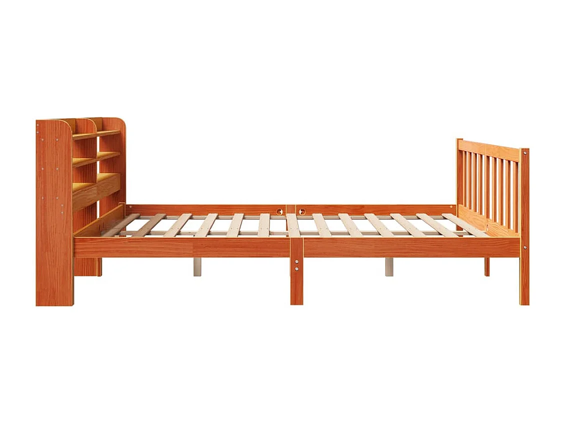 Cadre de lit et tête de lit sans matelas cire marron 200x200 cm