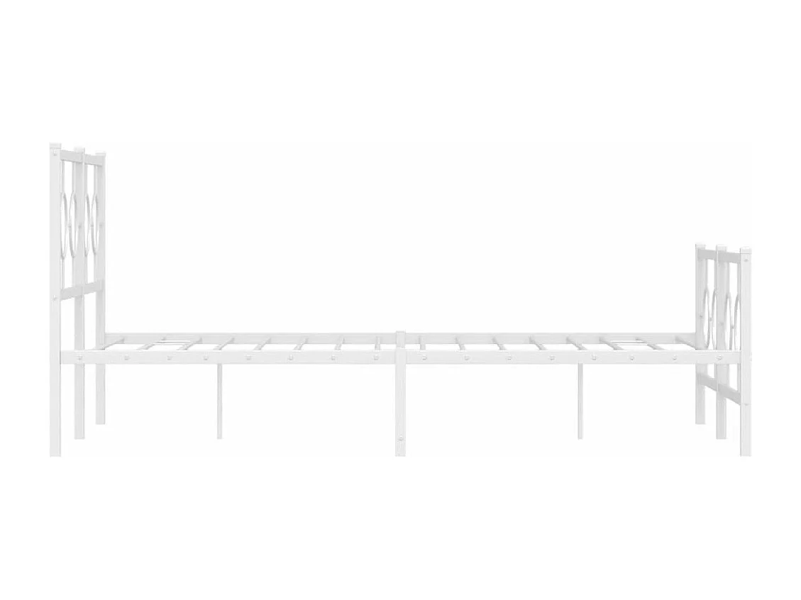 Bettgestell mit Kopf- und Fußteil Metall Weiß 135x190 cm