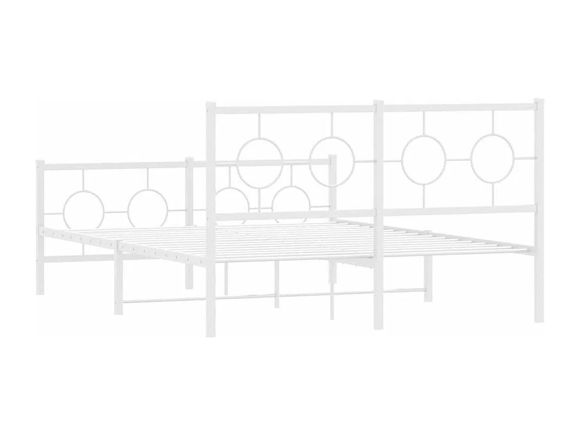 Bettgestell mit Kopf- und Fußteil Metall Weiß 135x190 cm