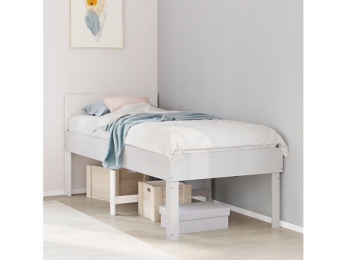 Letto Con Spazio Di Archiviazione VidaXL Letto Senza Materasso Bianco 90x190 Cm In Legno Massello Pino 11 Letto Con Spazio Sotto - 3