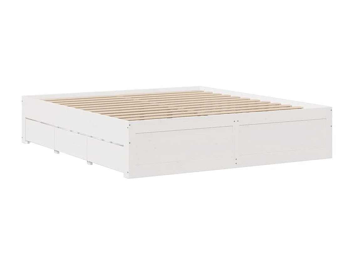Massivholzbett ohne Matratze mit Schubladen Weiß 180x200 cm