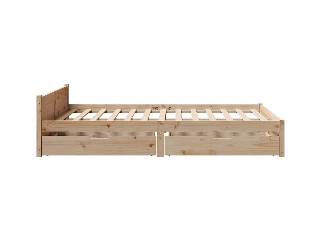 Letto senza Materasso 135x190 cm in Legno Massello di Pino