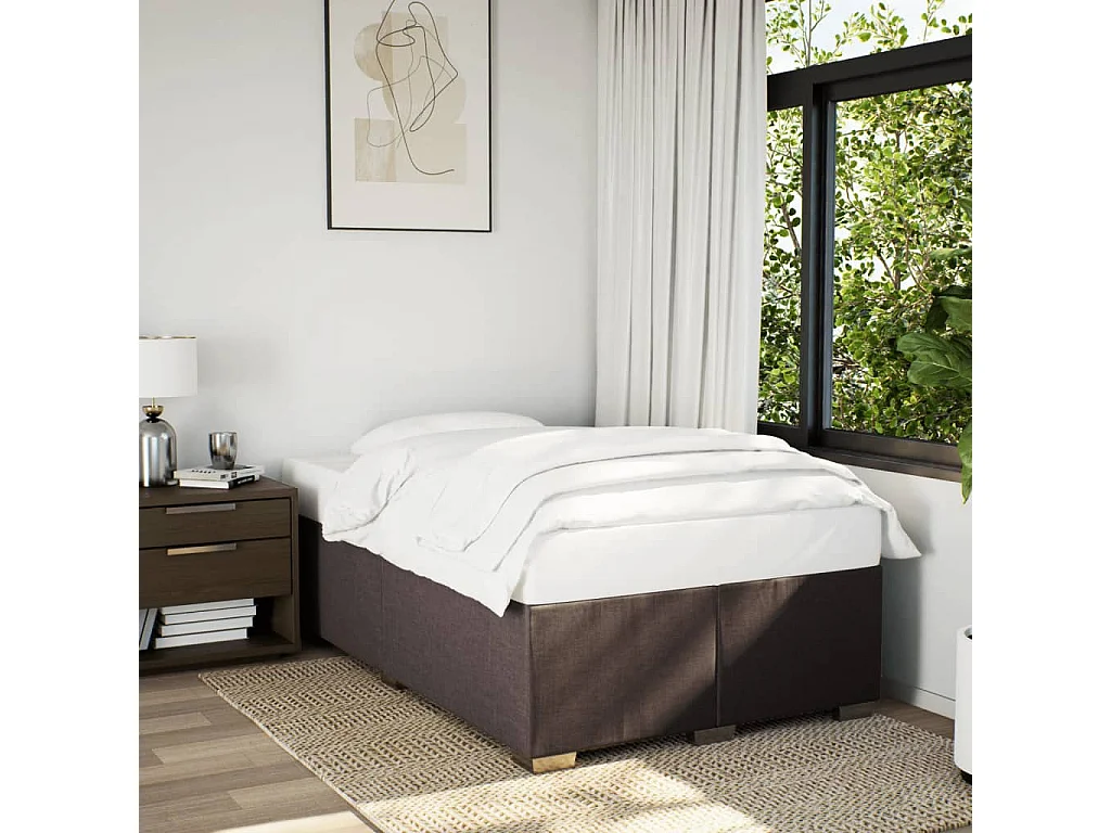 Cadre de lit sans matelas marron foncé 120x200 cm tissu