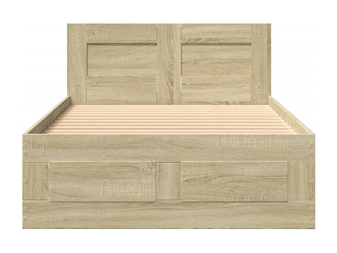 Cadre de lit et tête de lit sans matelas chêne sonoma 75x190 cm