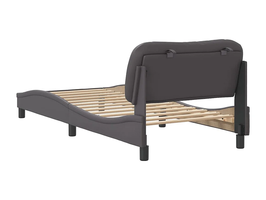 Estructura de cama sin colchón cuero sintético gris 80x200 cm