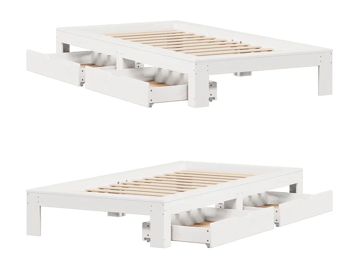 Cama sem colchão 90x200 cm madeira de pinho maciça branco