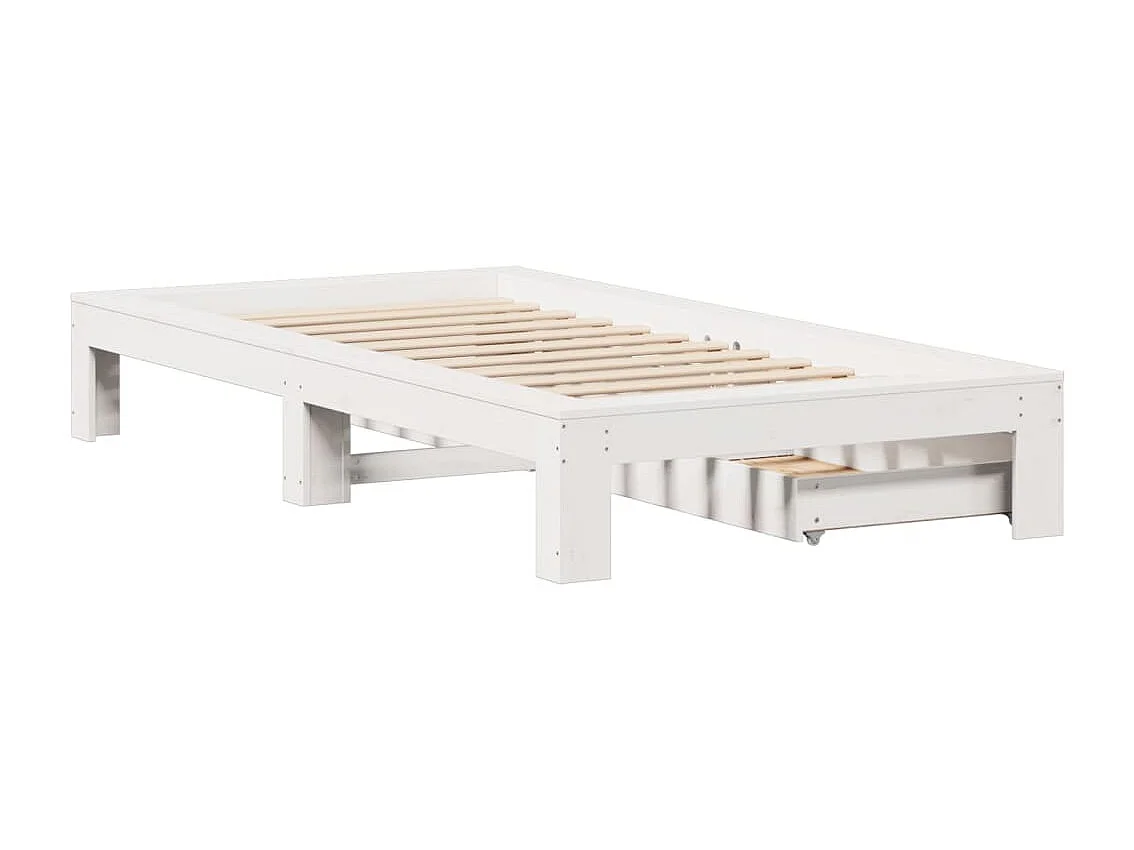 Bedframe zonder matras massief grenenhout wit 90x200 cm