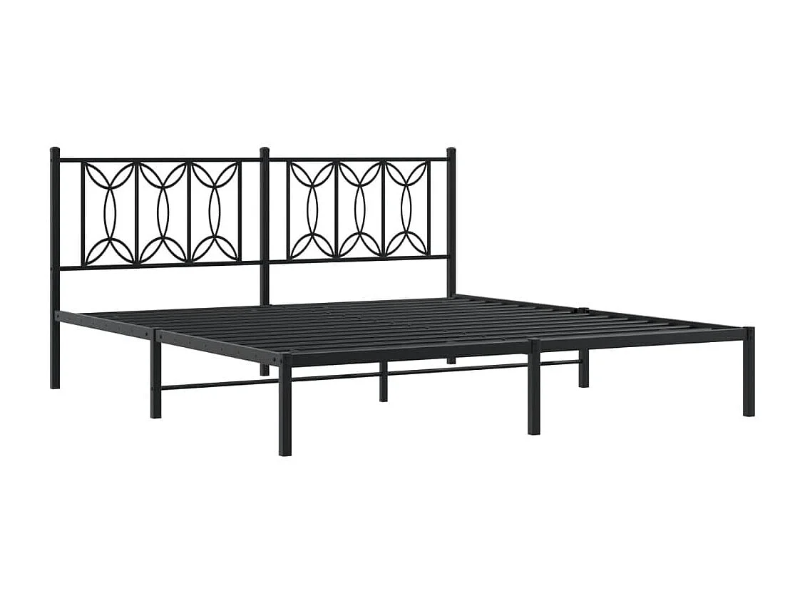 Estructura cama sin colchón con cabecero metal negro 183x213 cm