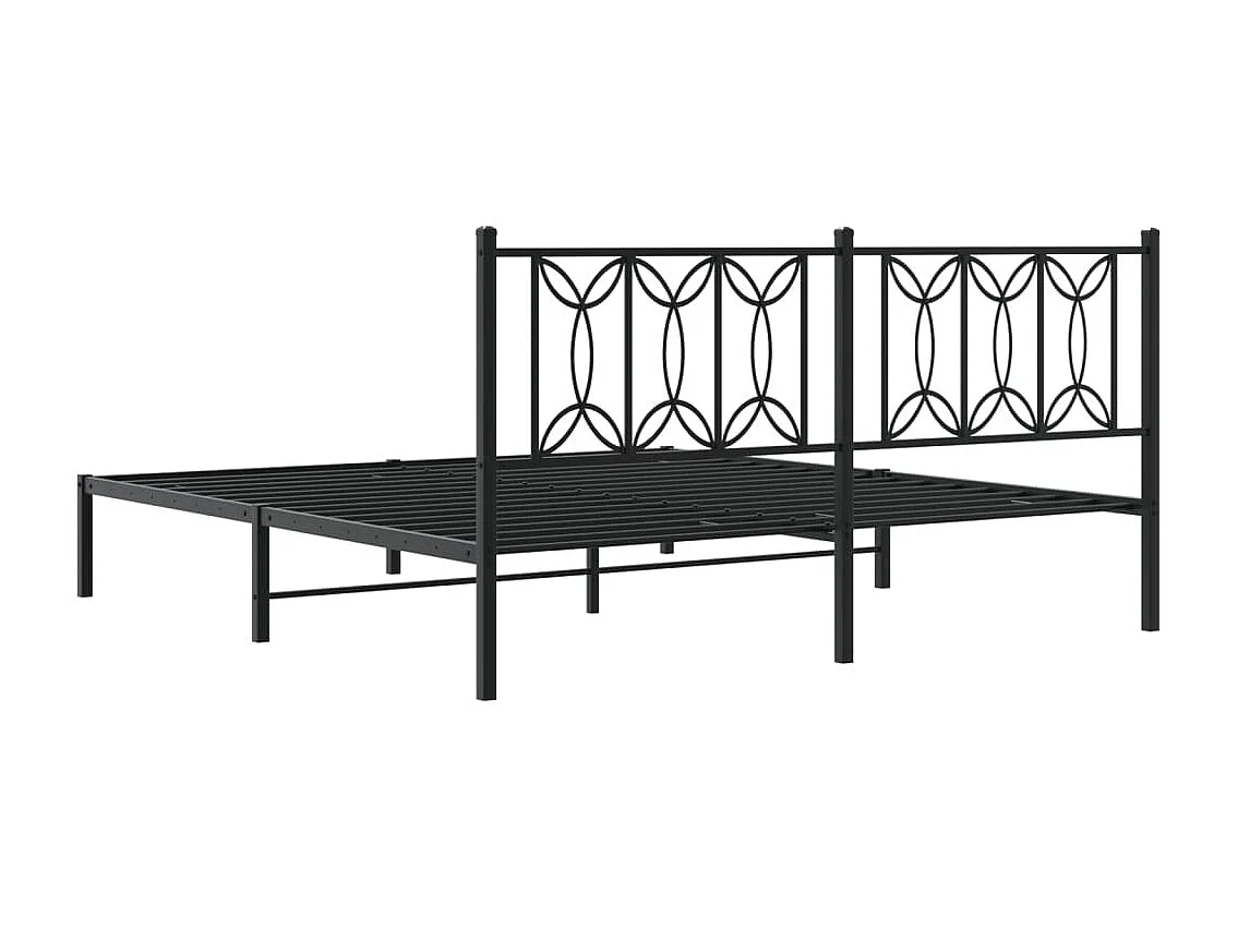 Estructura cama sin colchón con cabecero metal negro 183x213 cm