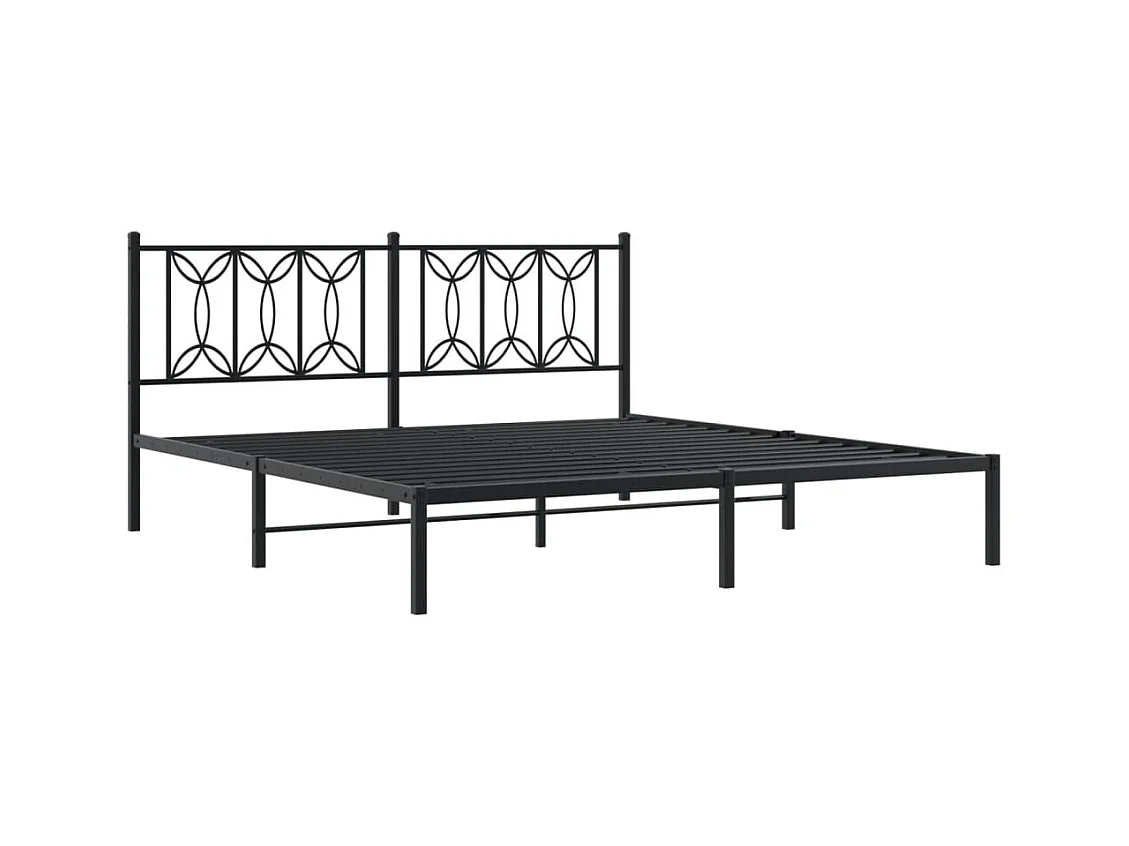Bedframe met hoofdbord metaal zwart 183x213 cm