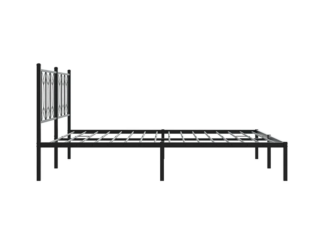 Bedframe met hoofdbord metaal zwart 183x213 cm