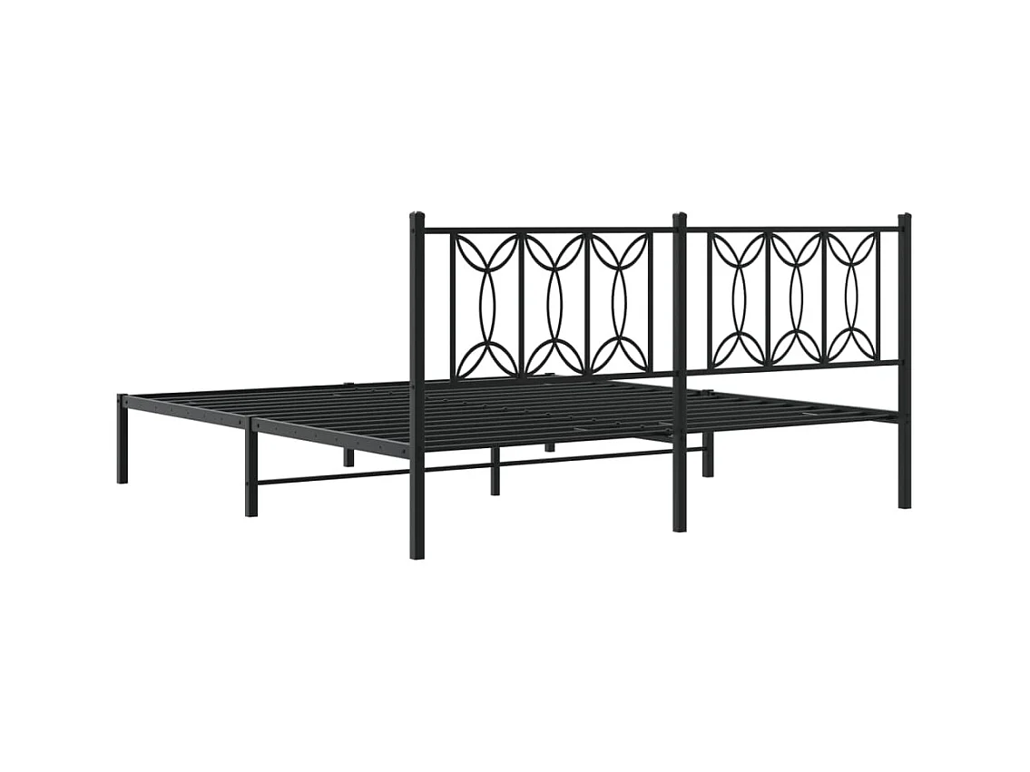 Bedframe met hoofdbord metaal zwart 183x213 cm