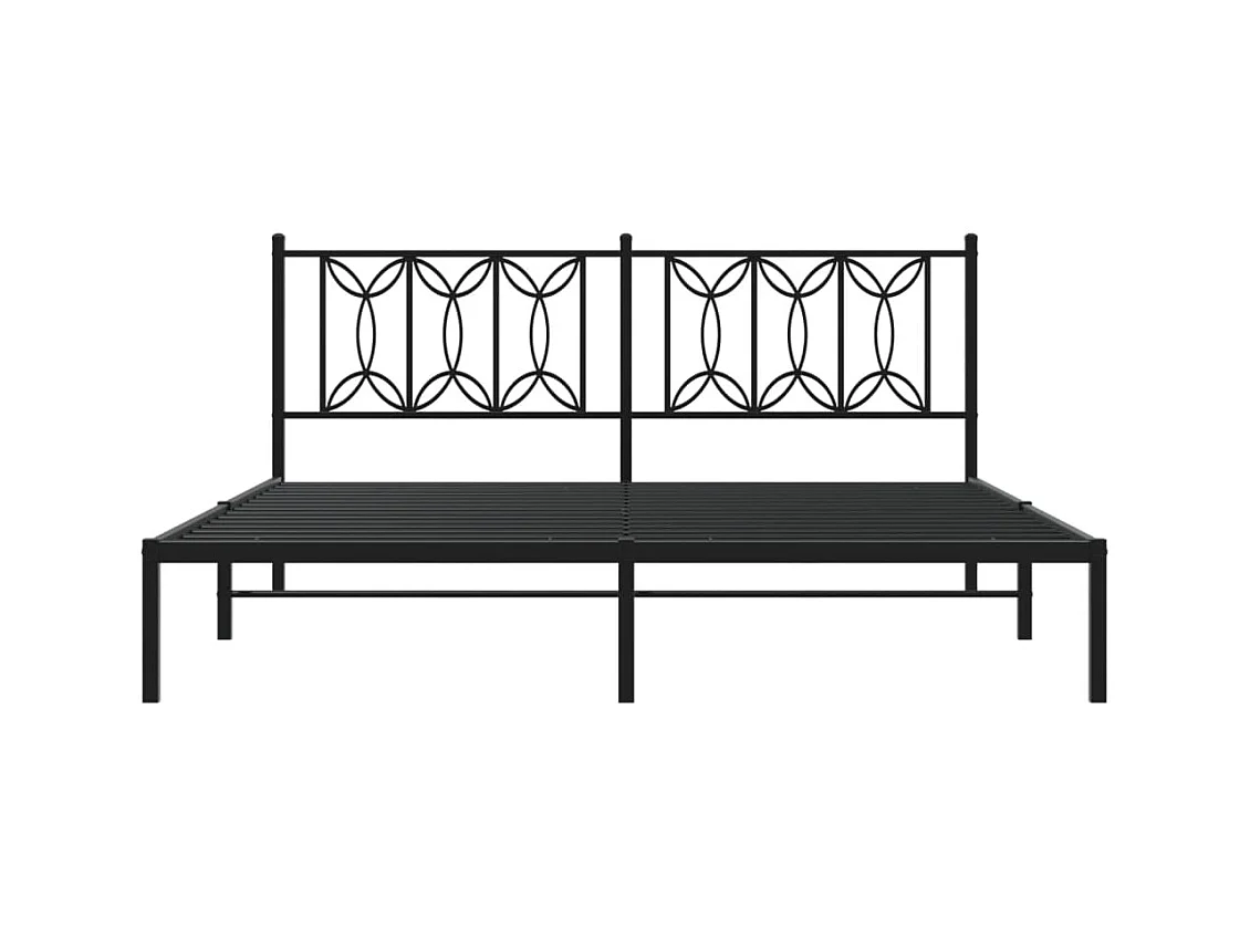 Bedframe met hoofdbord metaal zwart 183x213 cm