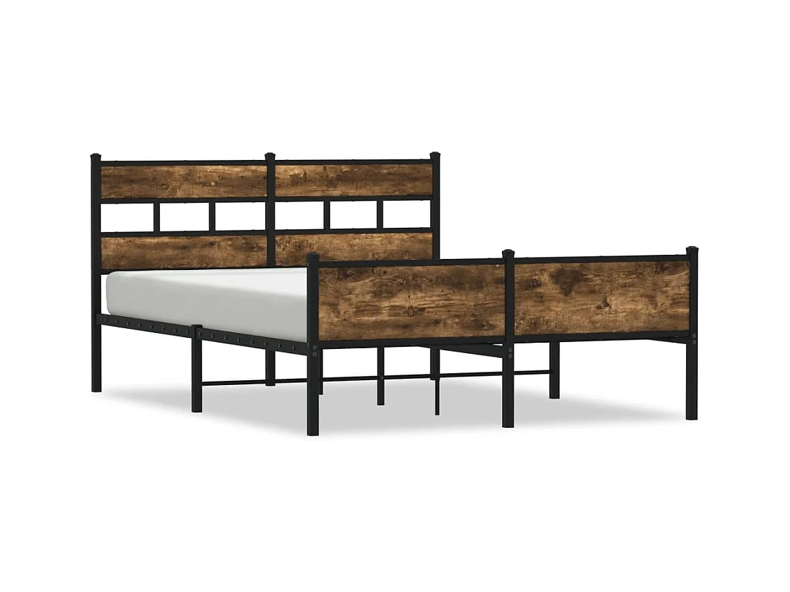 Cadre de lit en métal sans matelas chêne fumé 160x200 cm