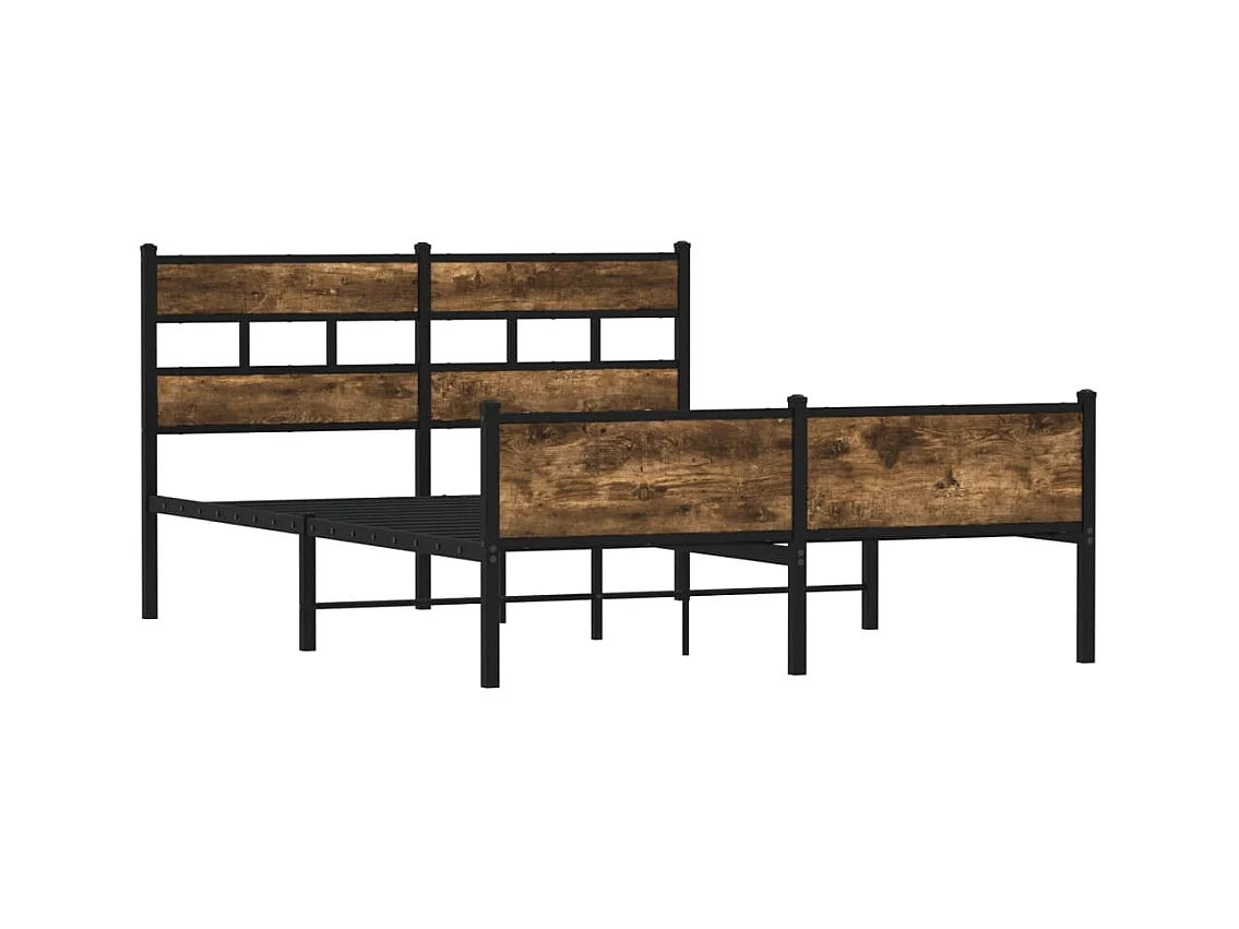 Cadre de lit en métal sans matelas chêne fumé 160x200 cm