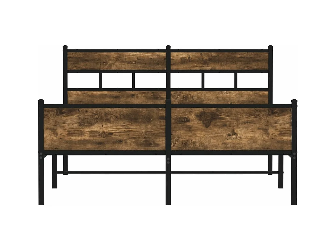 Cadre de lit en métal sans matelas chêne fumé 160x200 cm