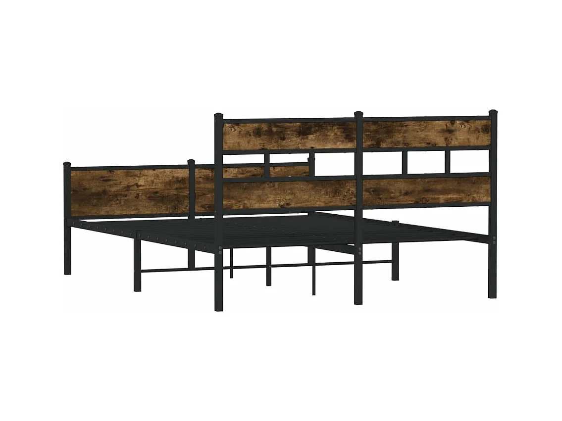 Cadre de lit en métal sans matelas chêne fumé 160x200 cm