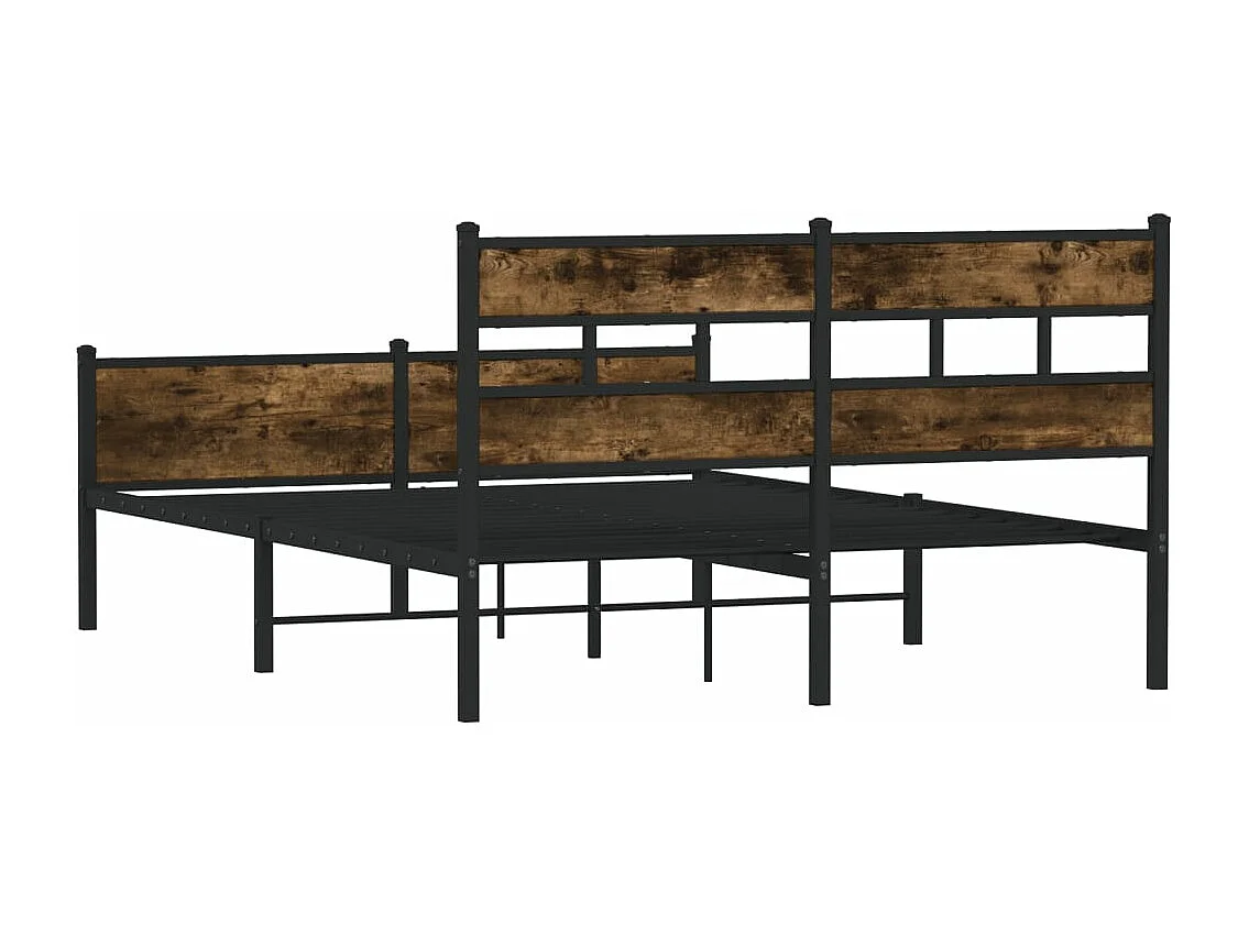Cadre de lit en métal sans matelas chêne fumé 160x200 cm
