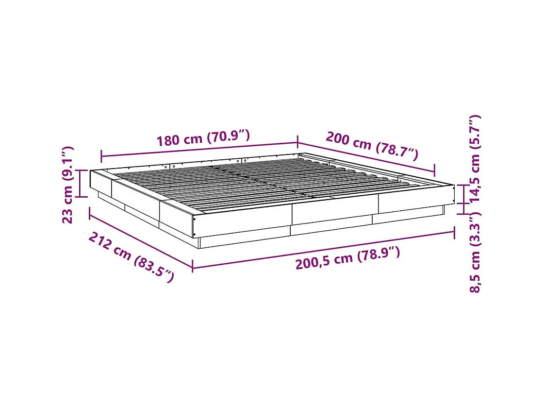 Bedframe bewerkt hout wit 180x200 cm