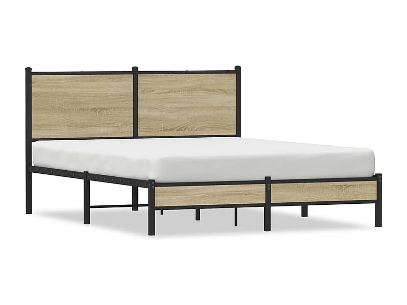Cadre de lit en métal sans matelas chêne sonoma 150x200 cm