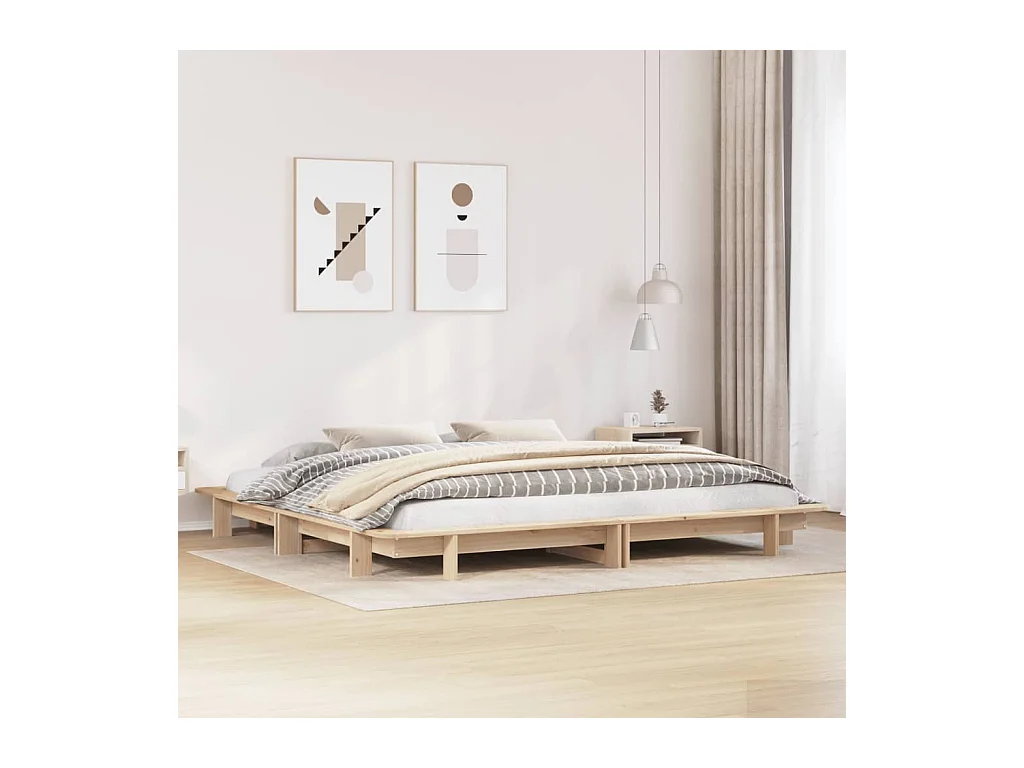 Cadre de lit sans matelas 180x200 cm bois massif de pin