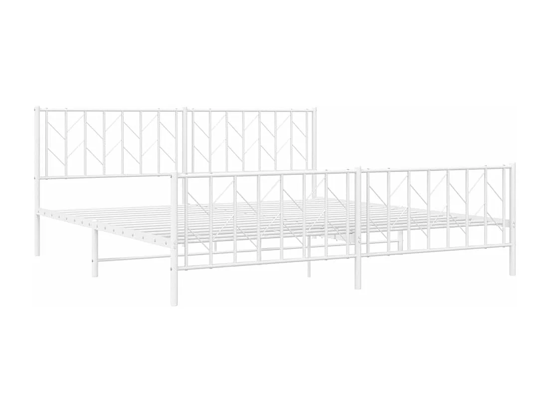 Giroletto con Testiera e Pediera Metallo Bianco 193x203 cm