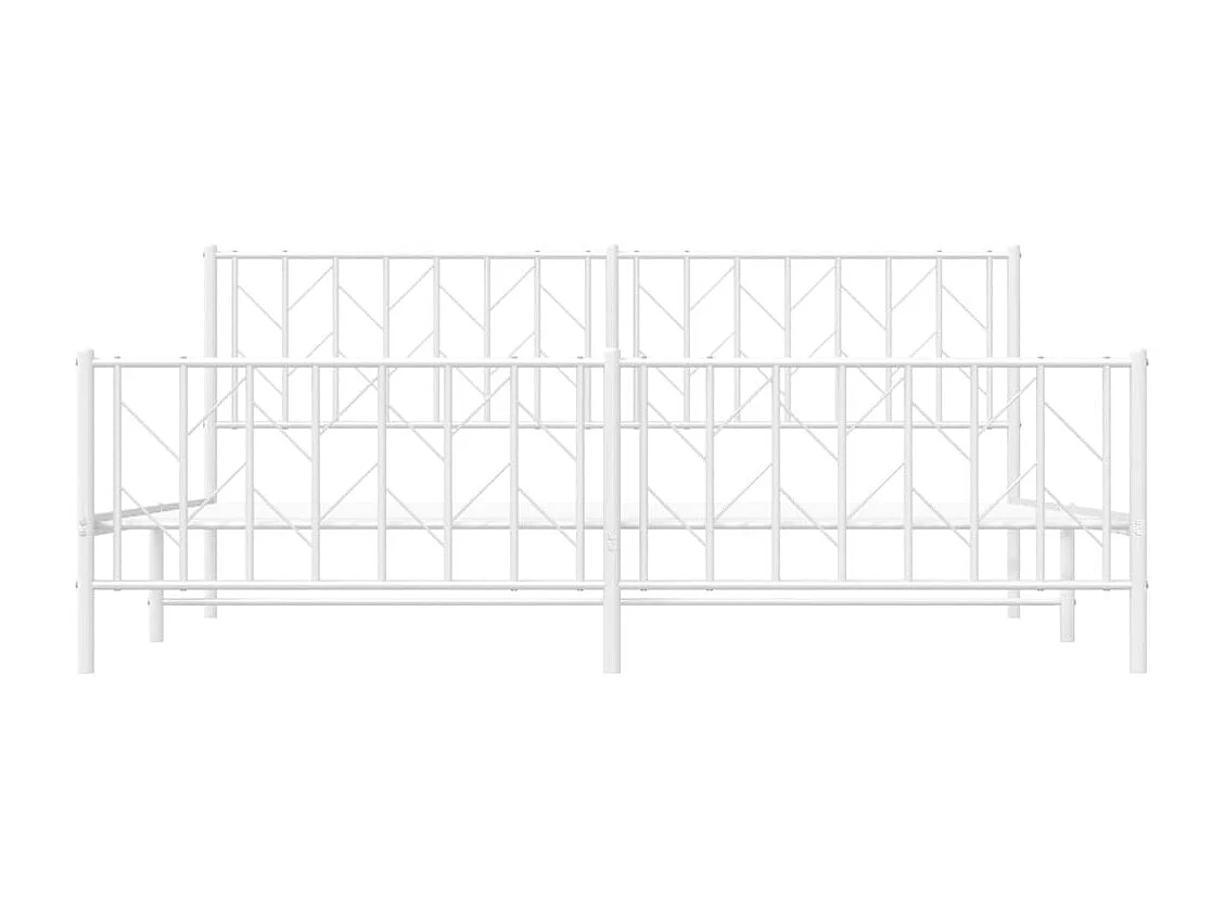 Giroletto con Testiera e Pediera Metallo Bianco 193x203 cm