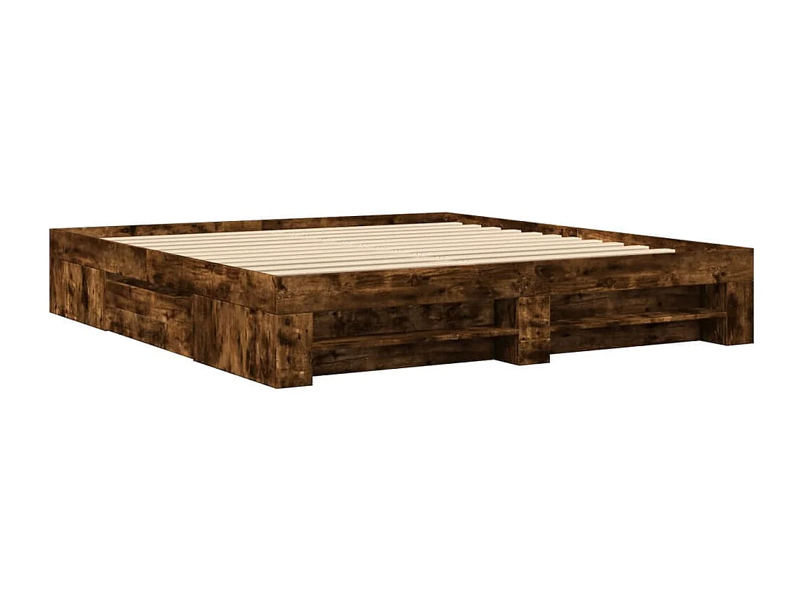 Cadre de lit sans matelas chêne fumé 180x200 cm
