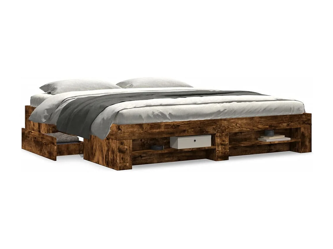 Cadre de lit sans matelas chêne fumé 180x200 cm