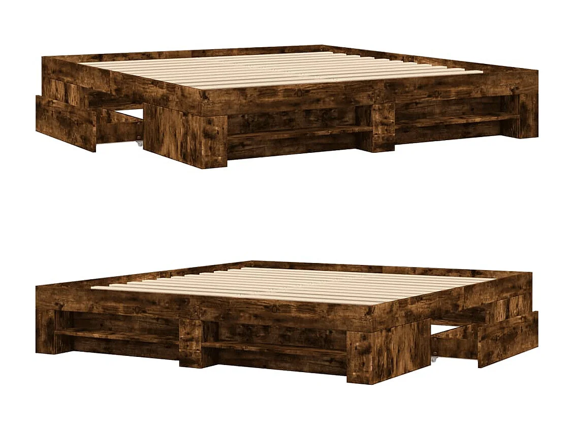 Cadre de lit sans matelas chêne fumé 180x200 cm