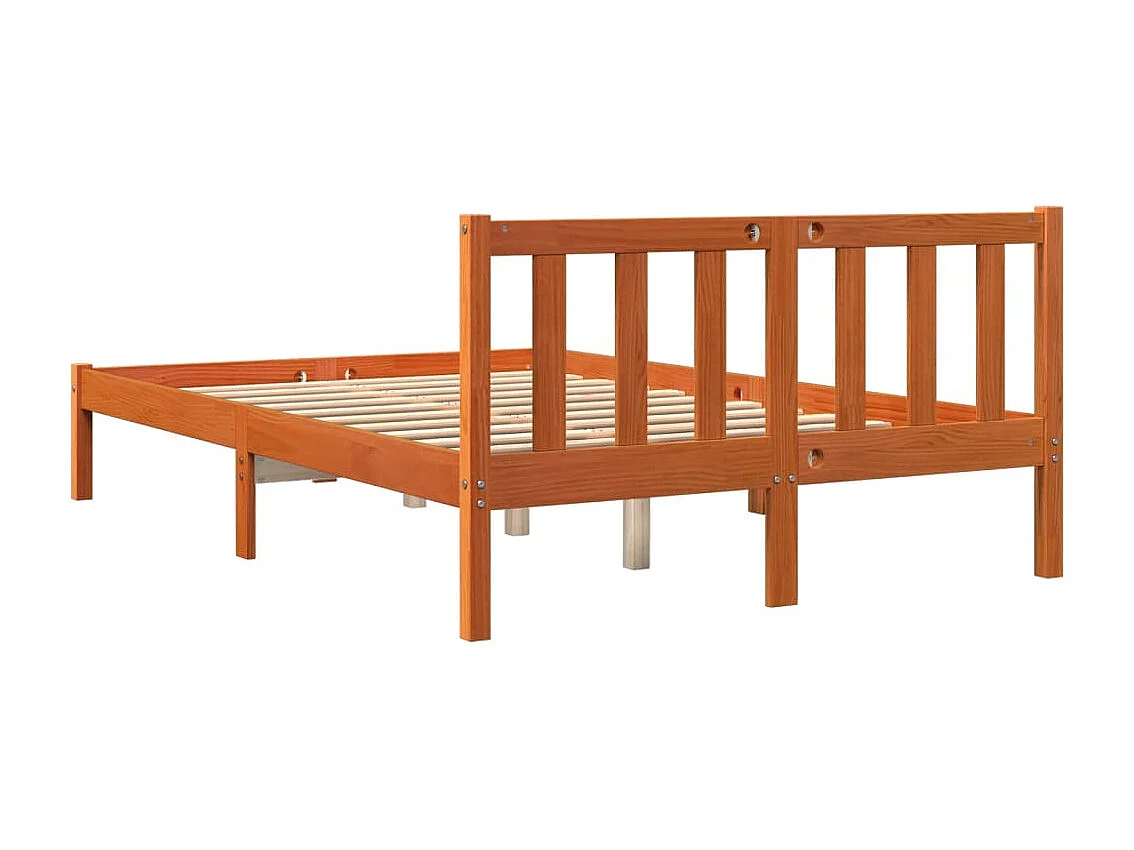 Letto senza Materasso Marrone Cera 135x190 cm in Legno di Pino