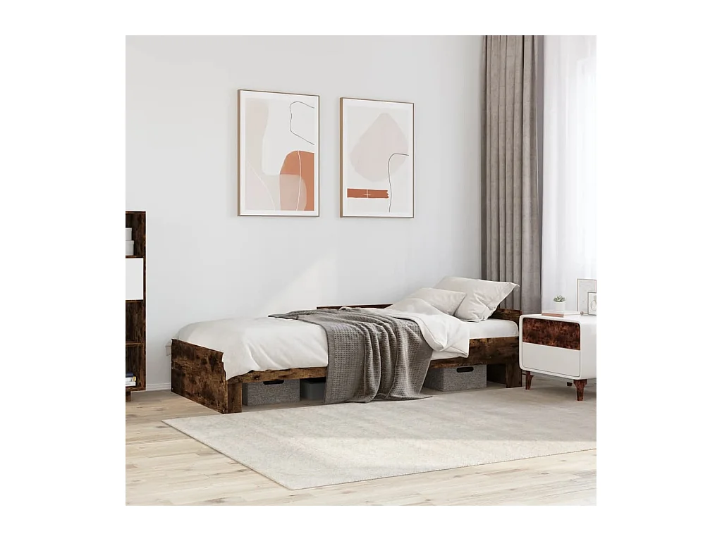 Bedframe zonder matras hout gerookt eikenkleurig 75x190 cm