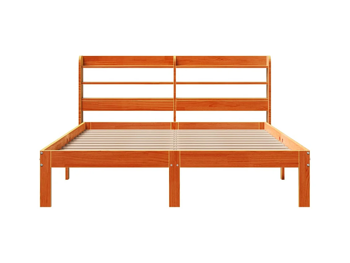 Cadre de lit sans matelas cire marron 135x190cm bois pin massif